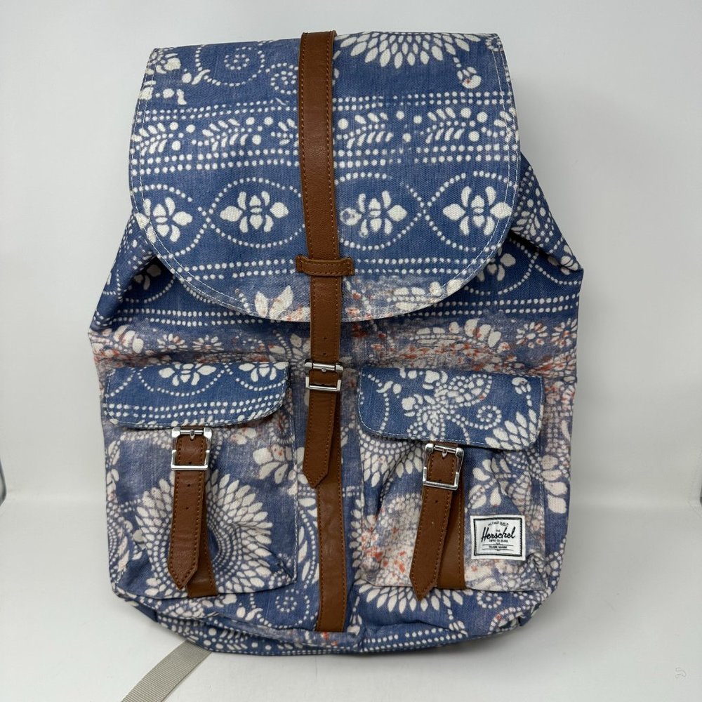 Herschel Supply Company, Backpack, Blue, coral, cream floral print.